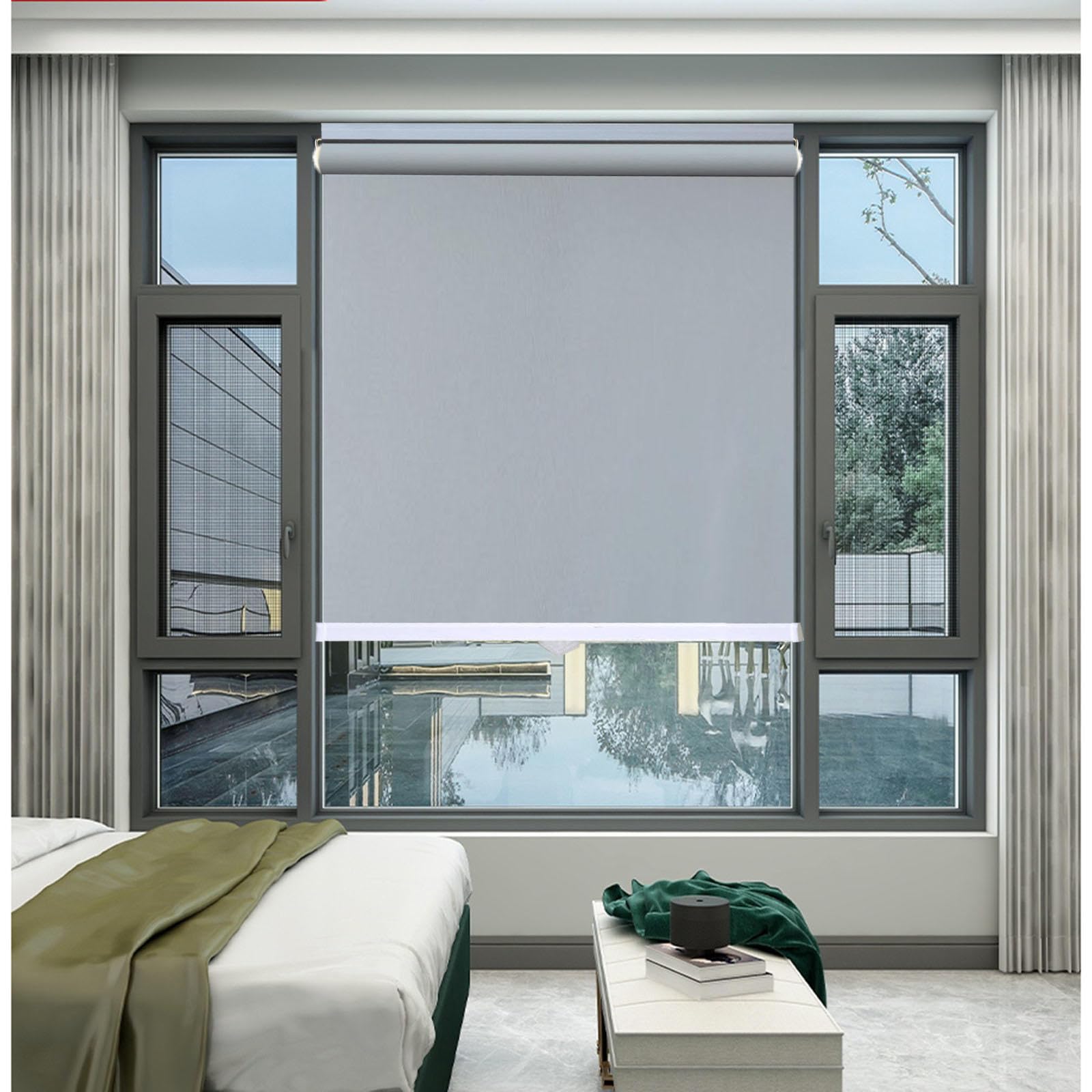 Blackout Roller Blinds 35/50/75/90/115/130cm, 99% Uv-resistant Blackout Curtains, Window Roller Shades, Privacy Blinds, Sunshade Roller Blinds No Drilling,grey-100x200cm/39 * 79in