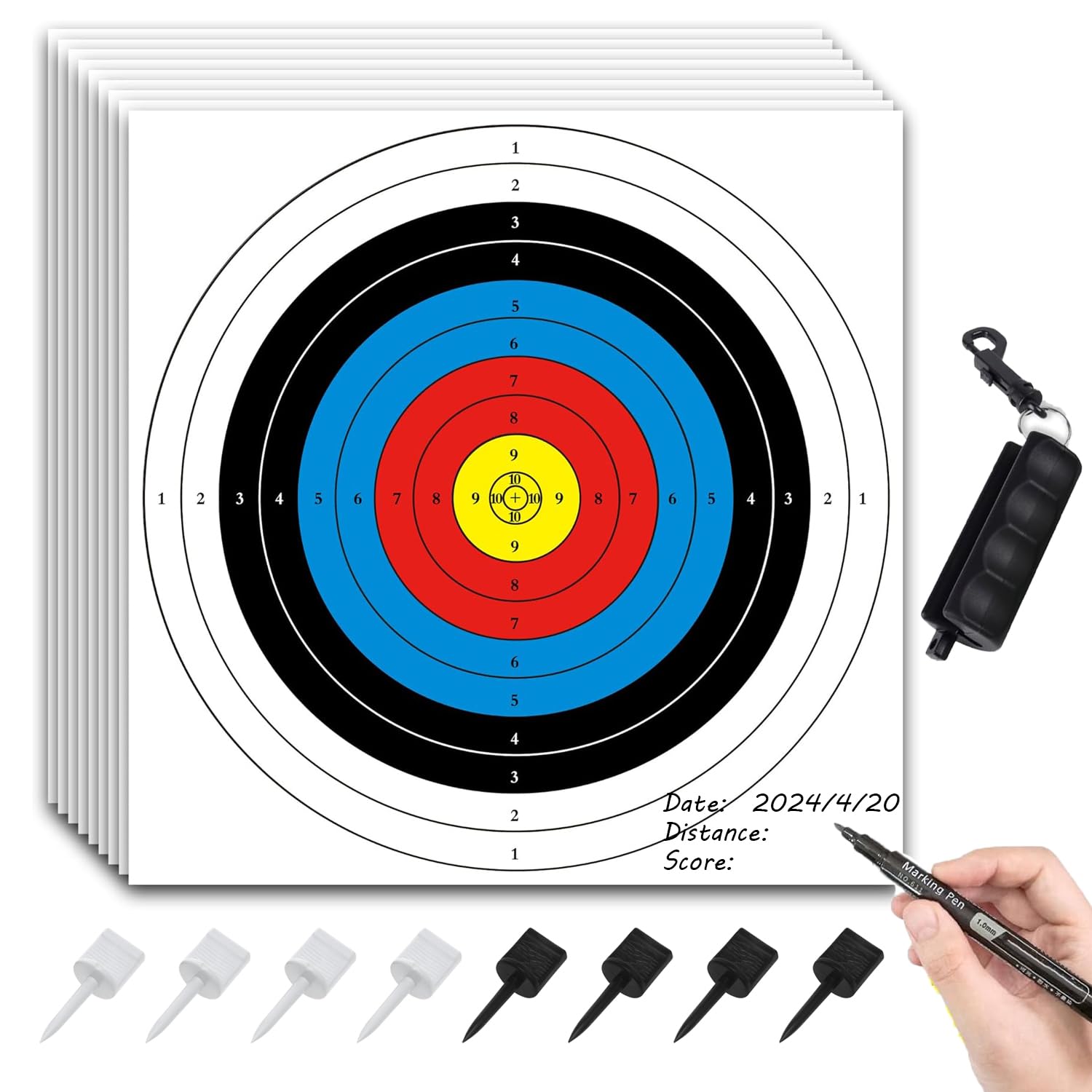 Archery Target, Archery Targets, Hunting Targets & Accessories, 16X16in - 10 Ring Bow and Arrow Targets
