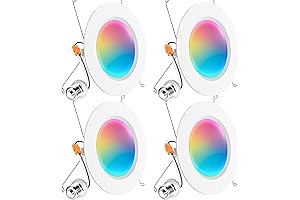 Sunco 4 Pack 6 Inch LED Smart RGBW Downlight with High Brightness and Retrofit Installation