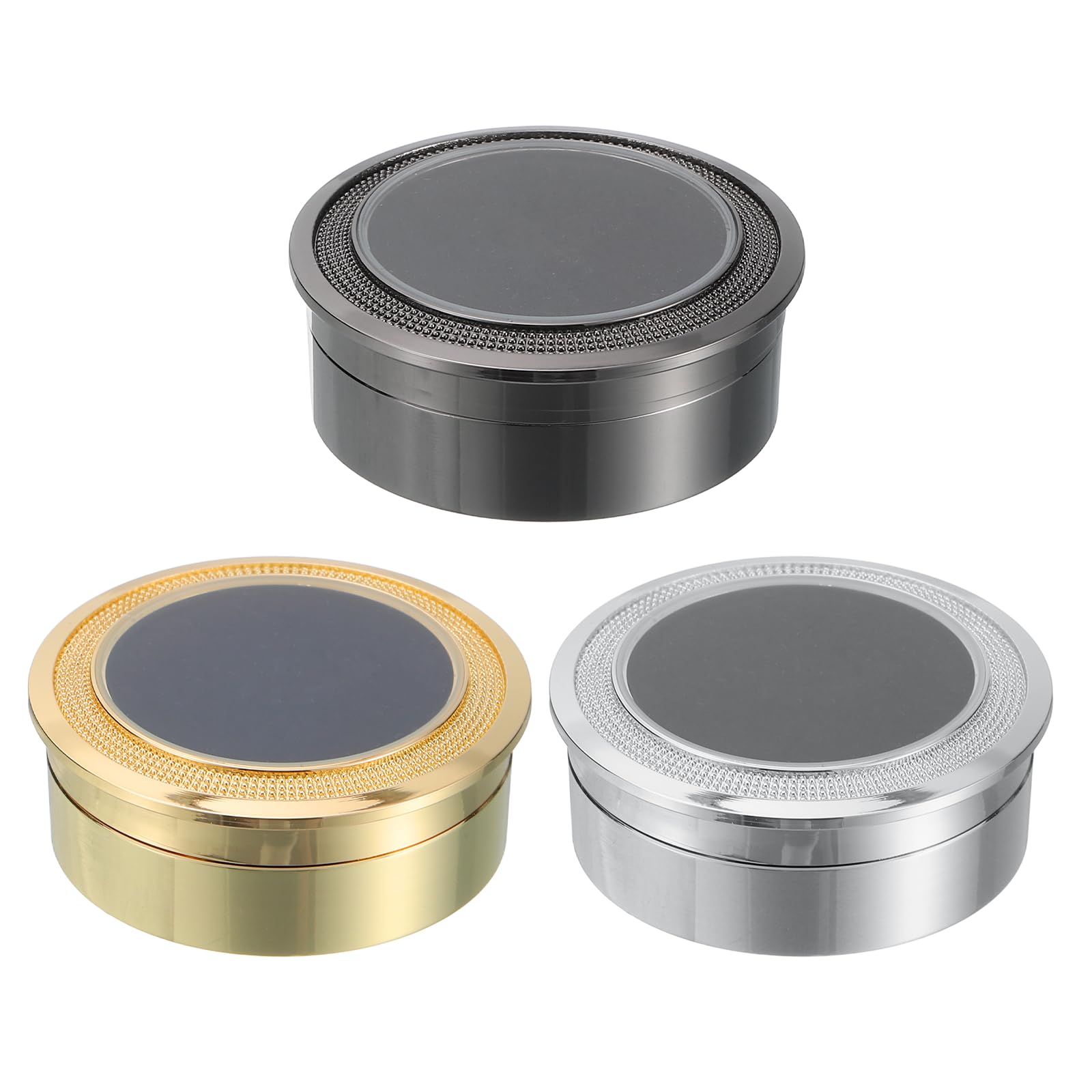 PATIKIL 1.5x0.6 Inch Gemstone Display Case, 3 Pcs Diamond Display Box Elegant Jewelry Containers Holder with Clear Top Lids and Sponge for Diamonds Bare Stone, Black/Silver Tone/Gold Tone