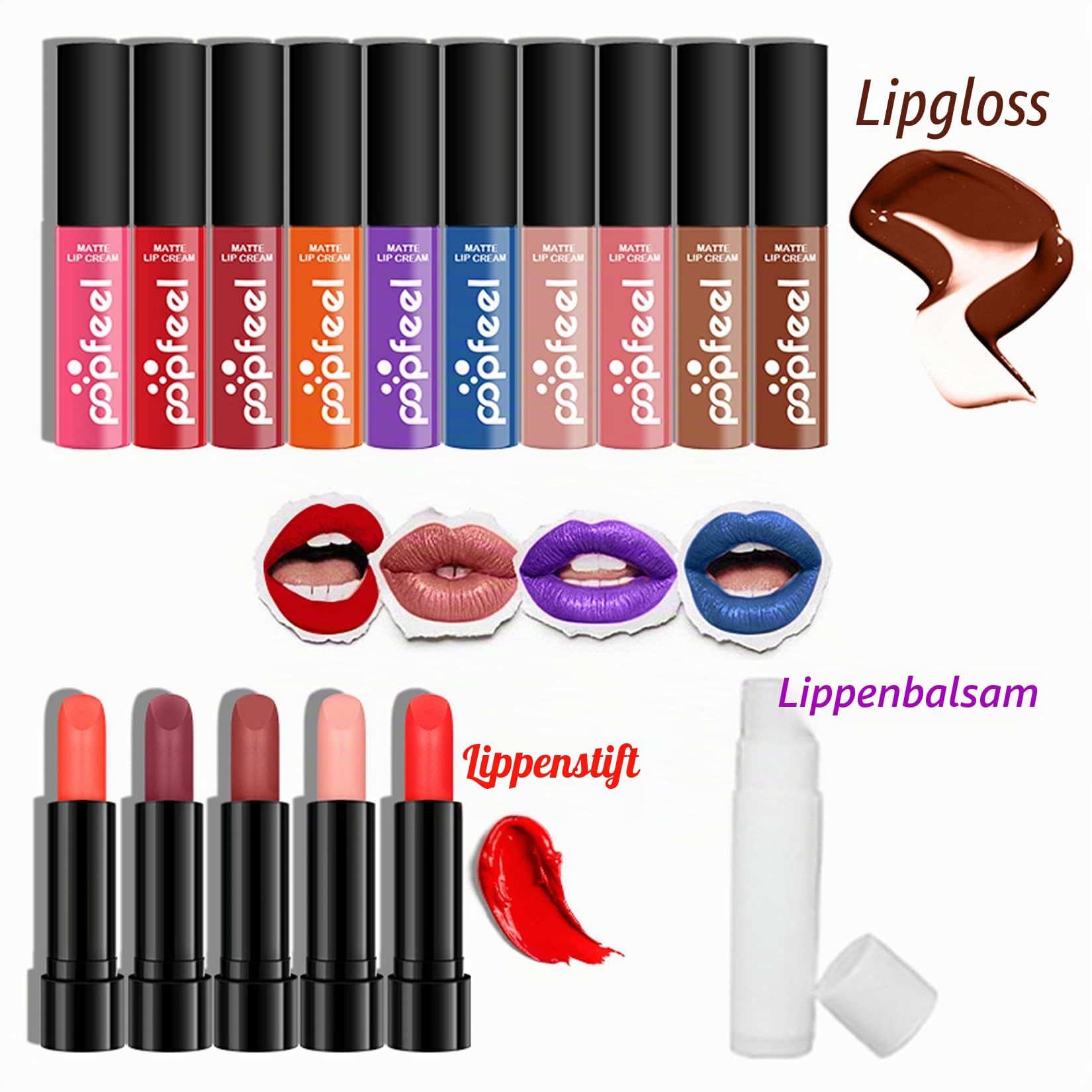 Professionelles Make-up Sets, MKNZOME 34St Schminke Starter Kit mit Schminktasche Tragbare Reise Makeup Paletten Kosmetik Lidschatten Lipgloss Geburtstags Weihnachten Geschenkset