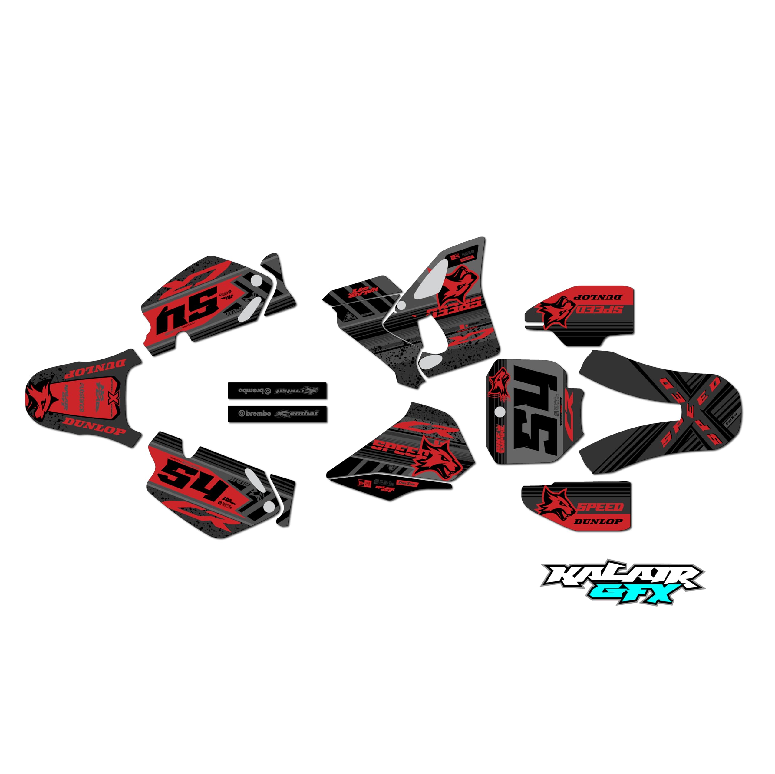Kalair GFXGraphics Kit for Honda CR 80 (1998-2003) SPLIT Series Red-shift 09 Mil Motorcycle Stickers Dirt Pit Bike Racing Motocross Decals Plastic Free Motocross Accessories