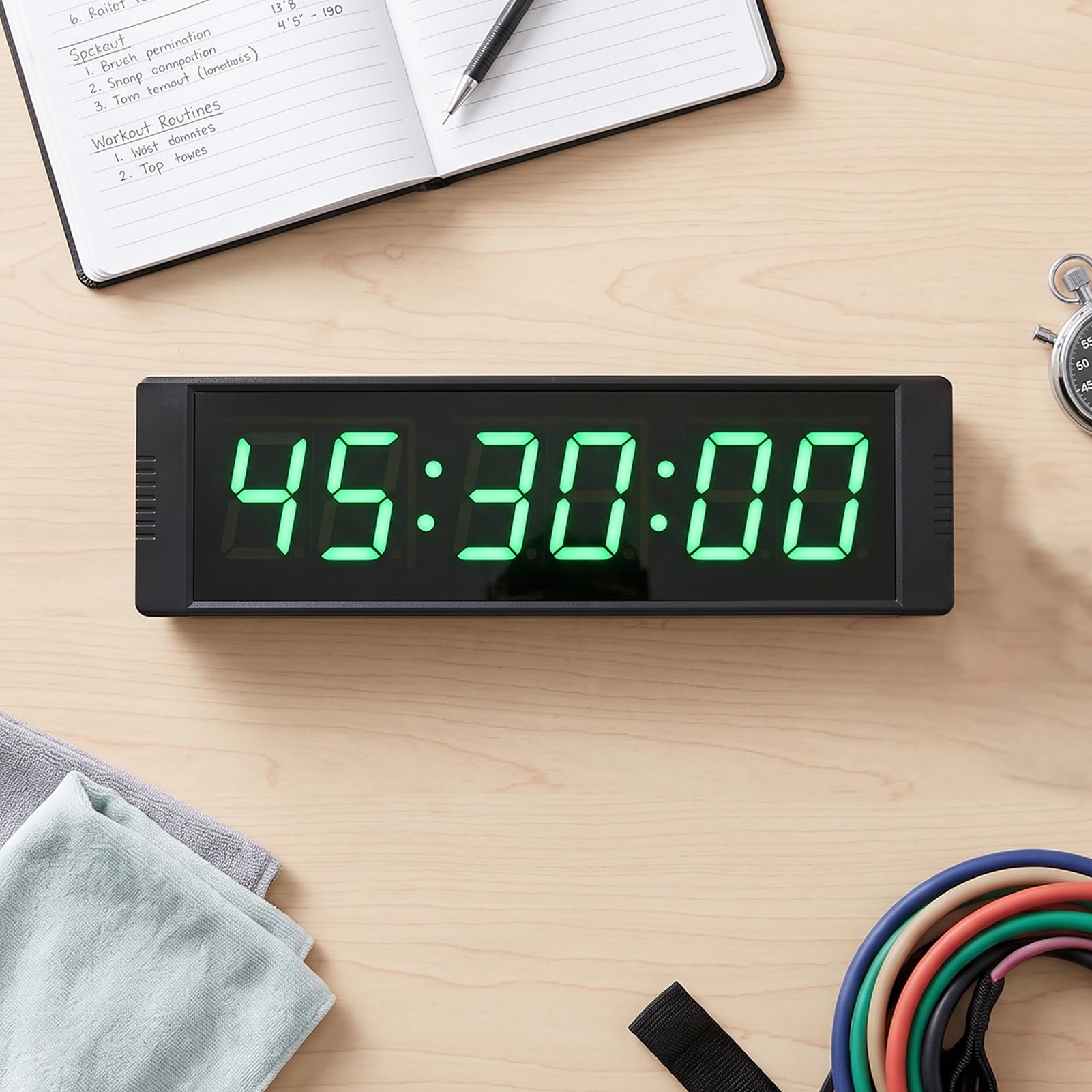Fafeicy Temporizador de Torneo LED Reloj de Cuenta Regresiva Digital de Aleación de Aluminio Pantalla Verde de 6 Dígitos Control Remoto Recargable de 4000 MAh para Gimnasio Reuniones de