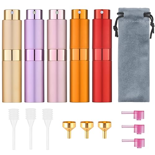 Tekson Atomizador de perfume de viaje de 0.3 fl oz, recargable, mini botella de spray de colonia vacía, pequeño rociador portátil para después del