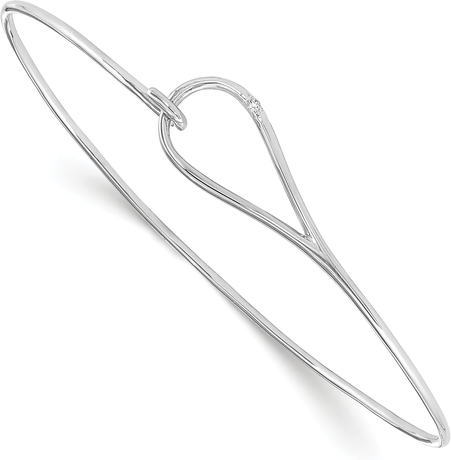 Diamond2Deal 925 Sterling Silver White Ice 0.01 ct Diamond Bangle Bracelet
