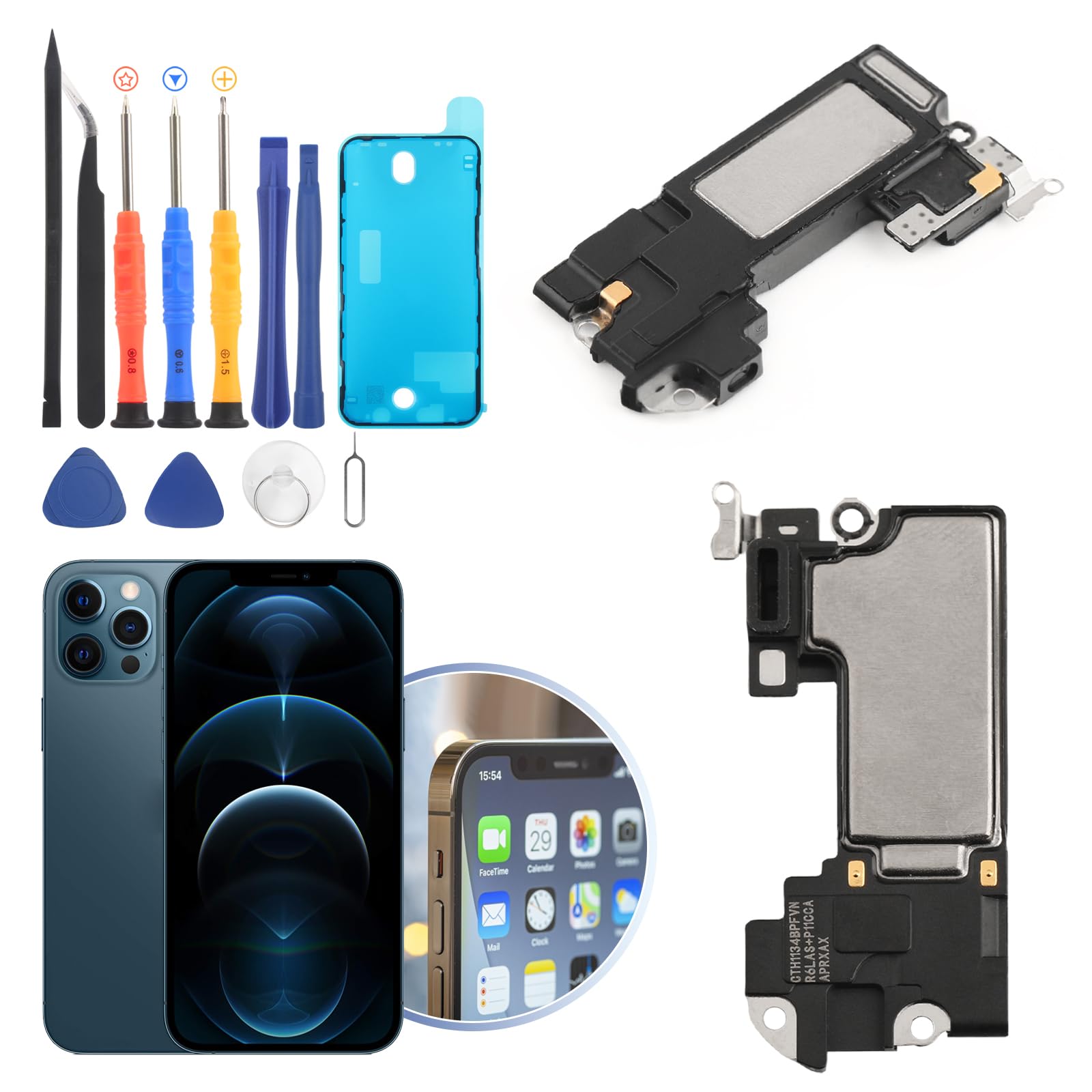 YWLRONG Ear Speaker Replacement for iPhone 12/12 PRO Earpiece Ear Speaker Sound with Repair Tools