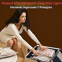 Vista 5 de Bolsas de vacío para viajes con bomba de aire recargable, paquete de 15 bolsas de compresión de embalaje de tamaño equipaje de mano para equipaje