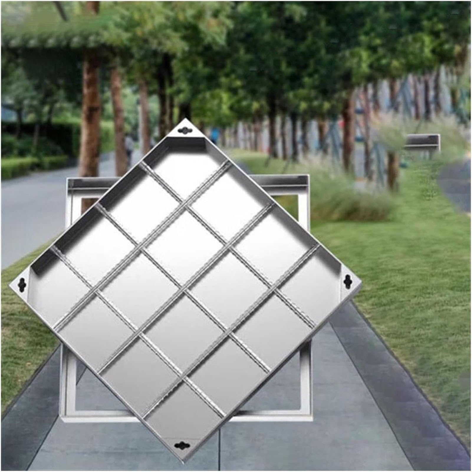 HOFSSI 304 Stainless Steel Septic Tank Covers, Customizable Invisible Manhole Cover, Heavy Duty Sewage Basin Cover for Driveway Walkways Courtyards Gardens(15.7x31.5in/40x80cm)