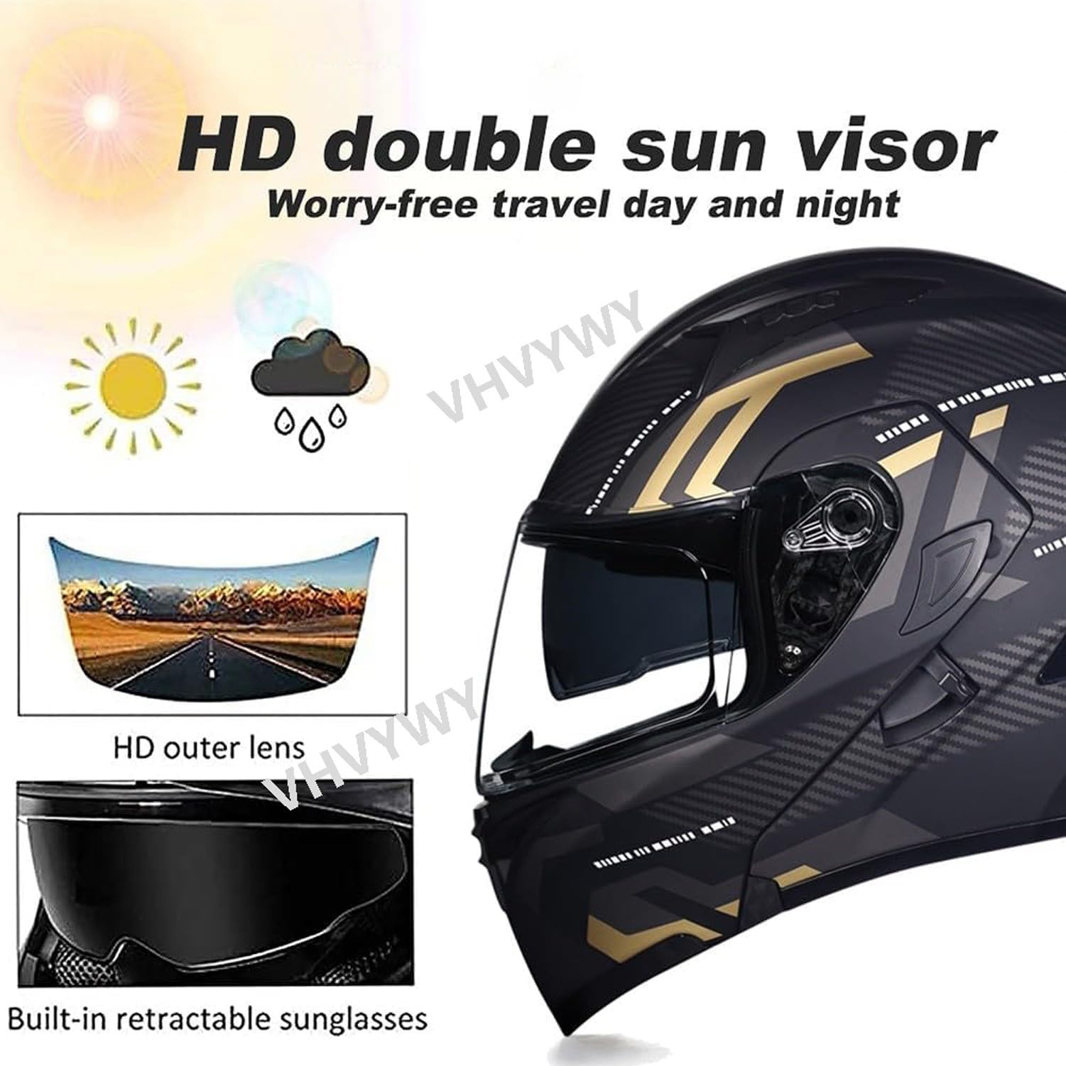 Kask motocyklowy Intercom Kask motocrossowy 5.0, z homologacją DOT/ECE z podwójnym wizjerem, wbudowanym głośnikiem, dla mężczyzn i kobiet