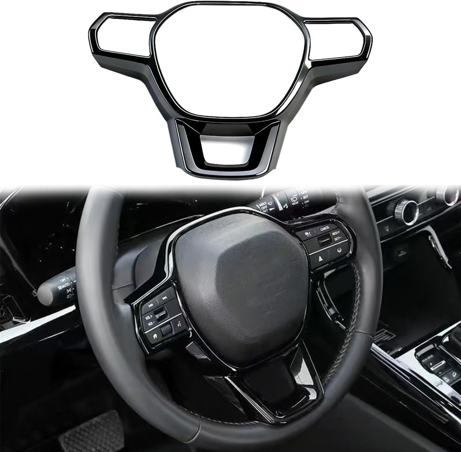 Steering Wheel Cover Trims for Honda Civic 2022-2026, for CRV CR-V 2023 2024 2025 2026 Accessories Car Sporty Interior Decal (Black)