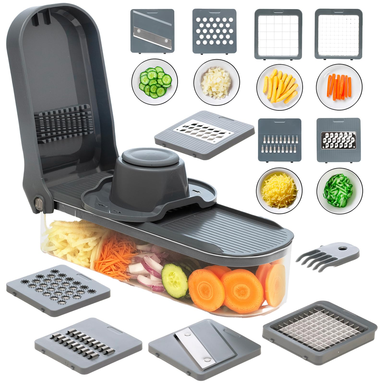Vacream Heavy Duty 6-in-1 Vegetable Chopper & Mandoline Slicer | 6-Blade Onion Dicer Cutter with Storage Container | Kitchen Prep Tool for Meal Planning & Cooking