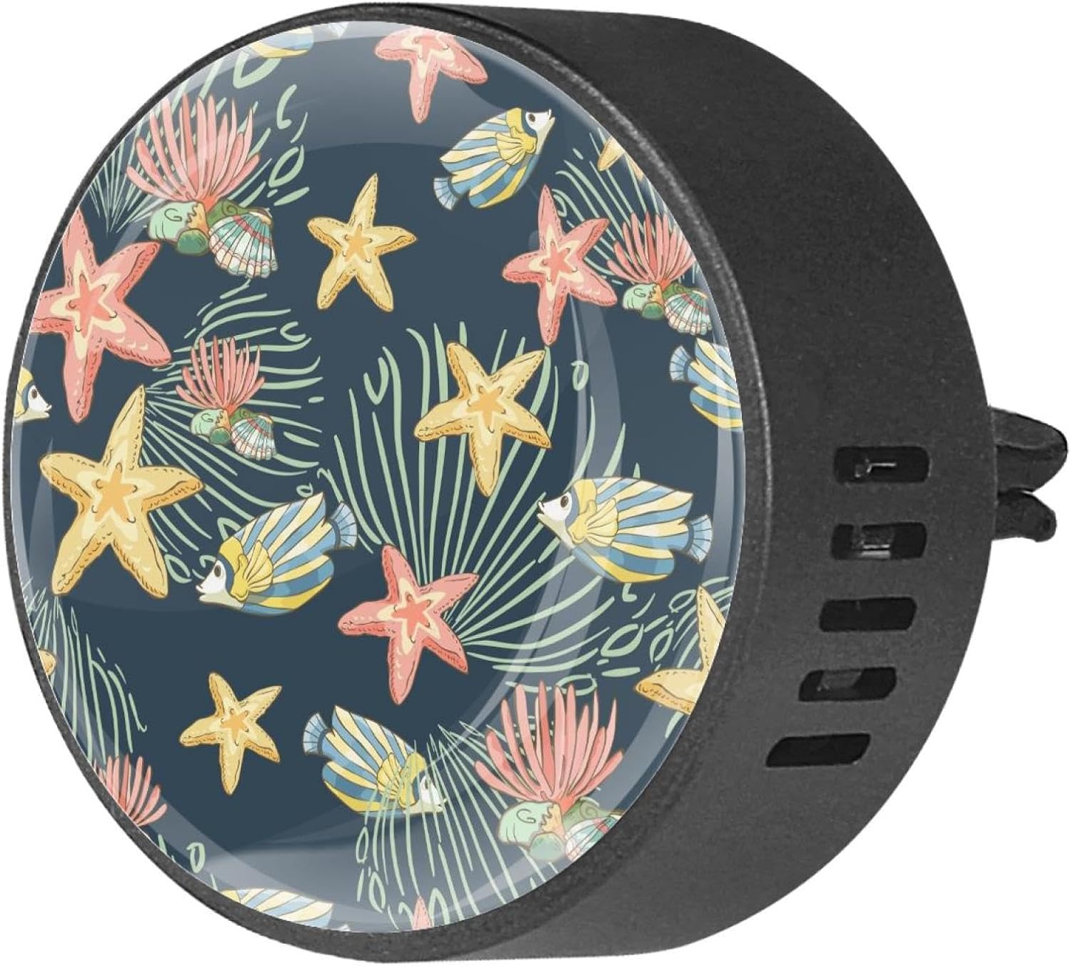 VAPOKF 2 PCS Vent Clips Car Air Freshener with Underwater Fish and Sea Stars Prints, Aromatherapy Essential Oil Diffuser