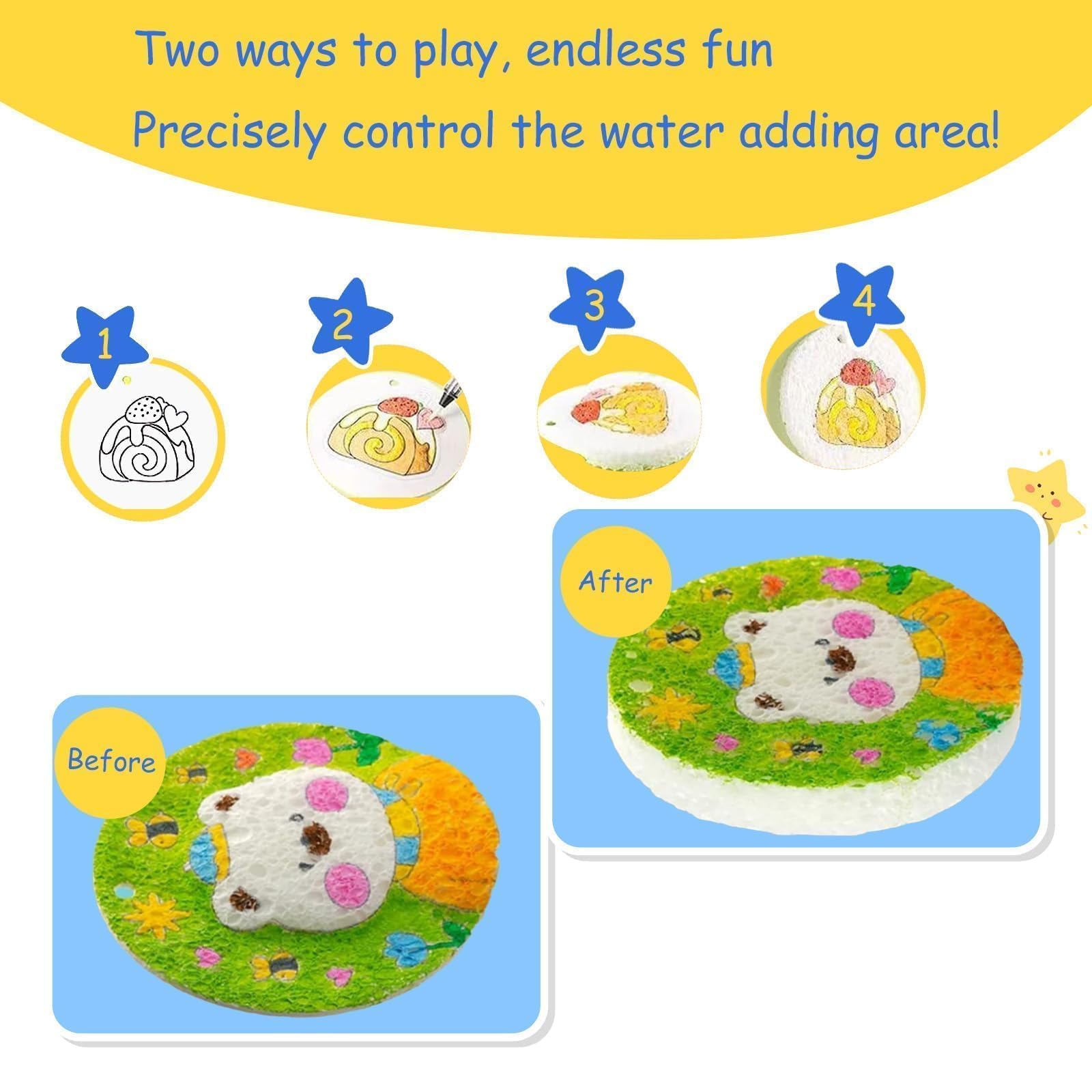 Jukibole Puffy Paint 62-teilig - 3D Schaum Malset Mit 38 Malpapieren & 12 Acrylstiften