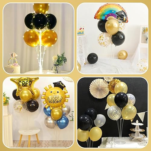 Miniatura 7 de Juego de 6 soportes para globos, palos de globo con base para centros de mesa, graduación, cumpleaños, baby shower, revelación de género, decoración
