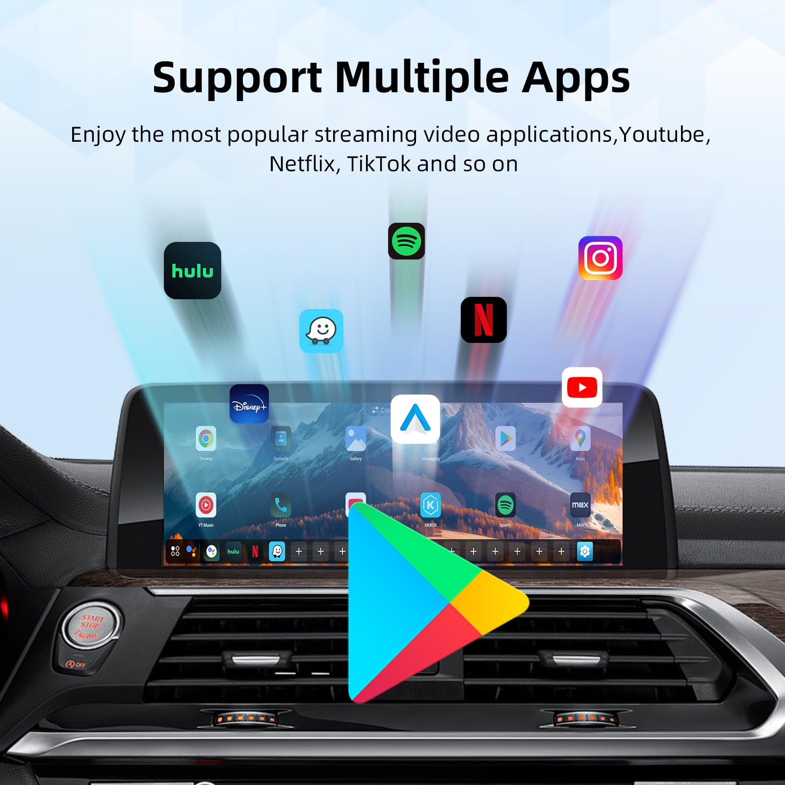 EZoneTronics bezprzewodowy adapter samochodowy CarPlay i Android do BMW 2018+ i innych pojazdów z bezprzewodowym systemem CarPlay, Android 13 Upgrade AI Box with 8G+128G, Netflix, YouTube, GPS, Dual