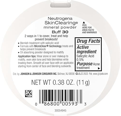 Miniatura 8 de Neutrogena SkinClearing polvo compacto mineral para ocultar acné, sin brillo y absorción de aceite, con ácido salicílico para cubrir, tratar y