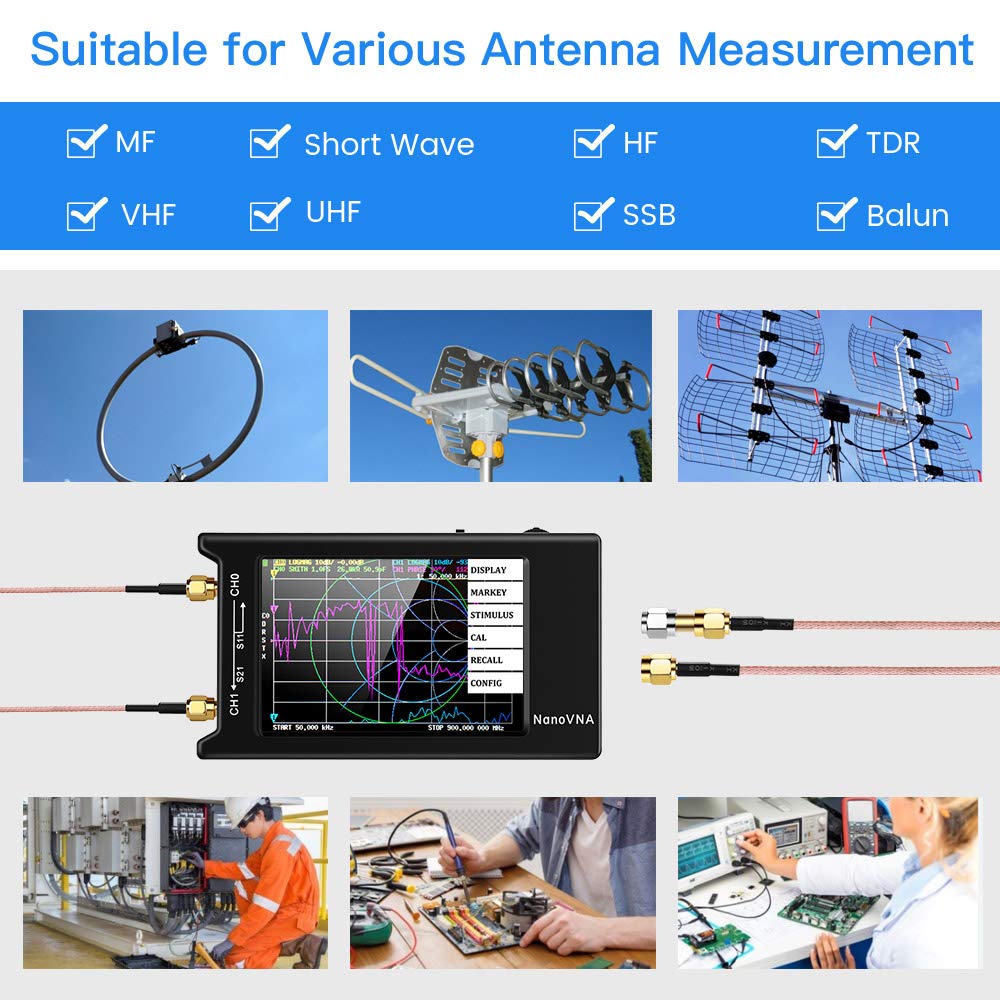 NanoVNAH4 Vector Network Analyzer Kit 10KHz1.5GHz HF VHF UHF Antenna