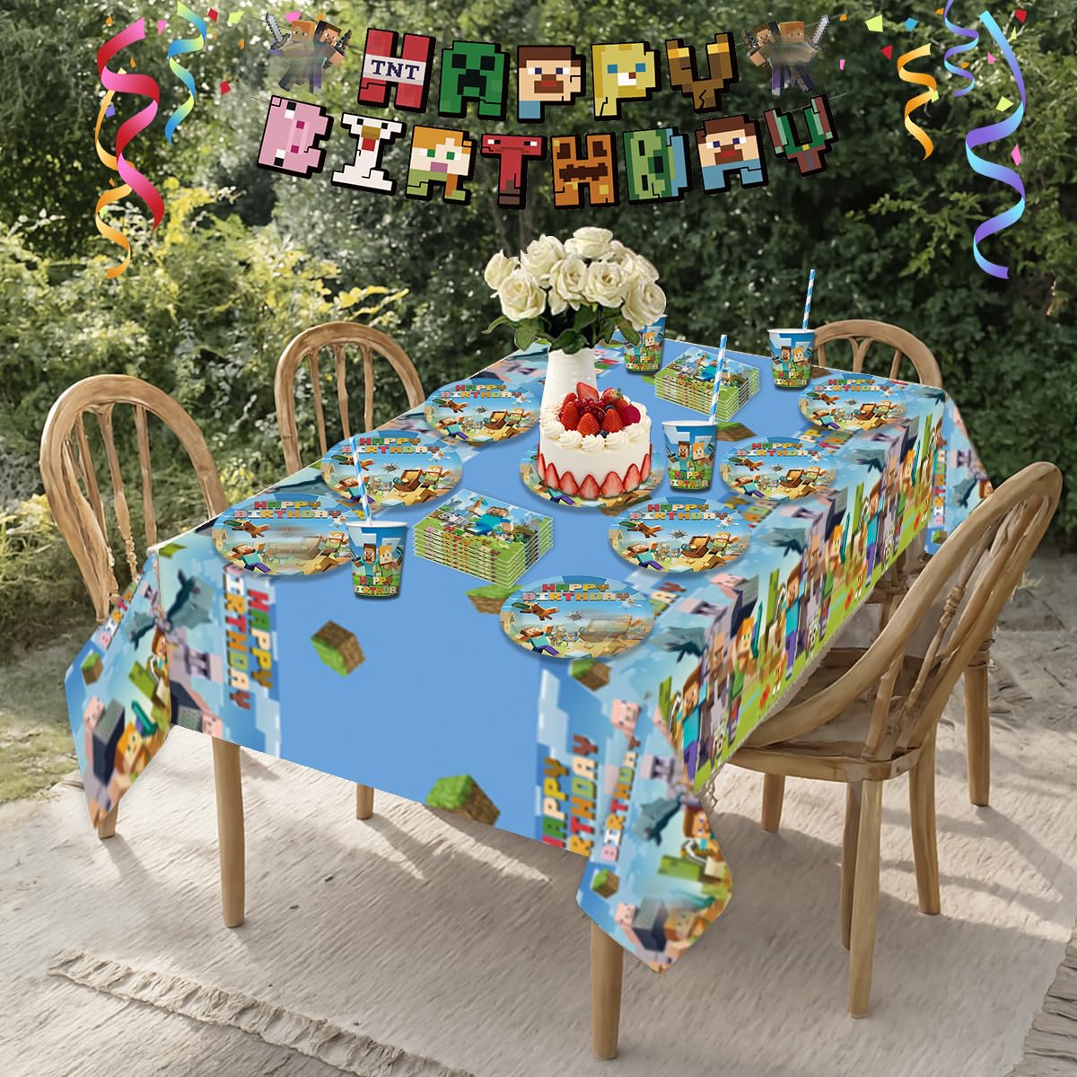 Set Completo Stoviglie Per Feste A Tema Minatore - 62 Pezzi Per Compleanni, Con Piatti, Tazze, Tovaglioli E Decorazioni