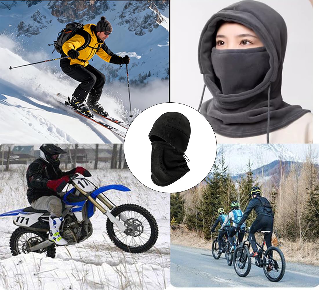 Lot de 2 cagoules d'hiver doublées en polaire thermique et coupe-vent pour cyclisme, moto, randonnée, course, sports d'hiver et d'extérieur unisexe