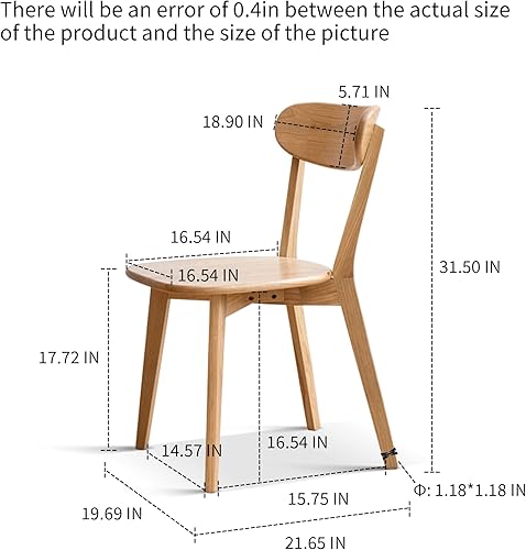 Miniatura 3 de HomSof Silla de comedor 100% maciza de madera natural de grado FAS fabricada en América del Norte, 2 piezas