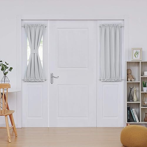 Miniatura 110 de Deconovo Cortina opaca de Navidad para puertas de vidrio y luces laterales, panel de privacidad con aislamiento térmico con doble bolsillo para