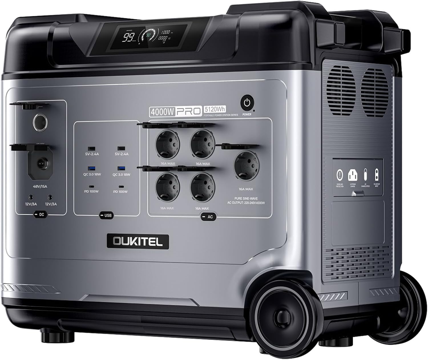 OUKITEL P5000PRO Estación de Energía Portátil 5120Wh Generador Solar 4000W Gran Capacidad Fuente de Reserva Máx Carga Solar 1000W Para Obras Autocar Cortes De Luz Largos