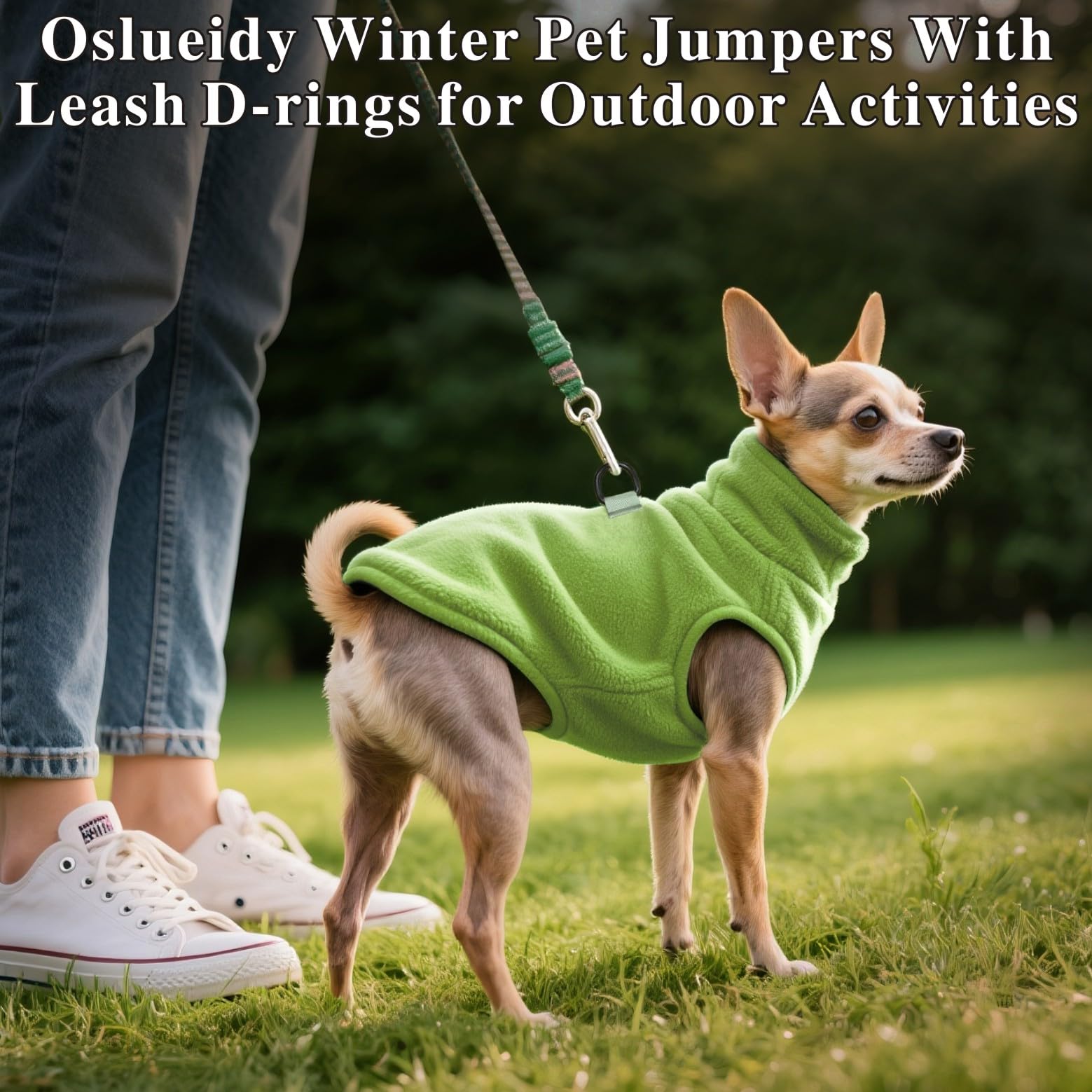Oslueidy Dog Warm Coats,Fleece Dogs Jackets Winter Pet Clothes Hoodies Sweatshirts Puppy Pullover Jumpsuit Dog Snow Outfits Vest for Small Medium Large Dogs Doggie Teddy Poodle Chihuahua (Green - Image 4