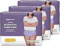 Amazon Basics Women's Maximum Absorbency Incontinence Underwear, Large Lavender, 54 Ct - Postpartum Leak Protection, Dri-Fit, Odor Control