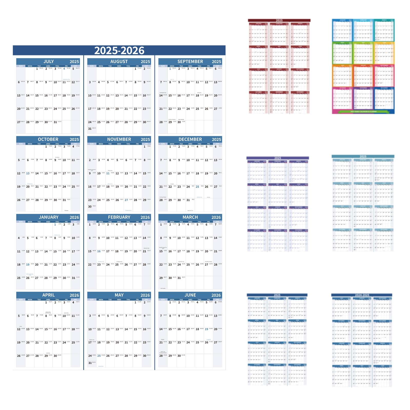 2026 Wall Calendar 34.8" x 22.8" Large Vertical Yearly 2025-2026 Wall Hanging Calenda with Julian Date from July 2025 to June 2026 Thick Paper