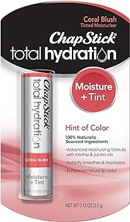 ChapStick Total Hydration (Coral Blush Tint, 1 Blister Pack of 1 Stick) Tinted Moisturizer, 100% Natural Lip Color and Lip...