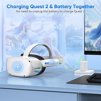 Kinwin 2 Pack Battery Pack for Oculus Quest 2, 20000mWh VR Extended Battery | Power Bank for Meta Quest 2, Extra 2-4H Playtime, 10W Fast Charging VR Headset Accessories, Lightweight and Portable Charger