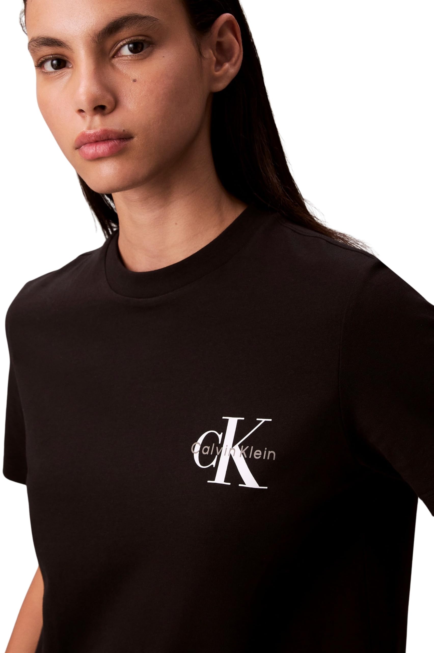 Calvin Klein Damen 2er Pack T-Shirts Kurzarm Logo Tee mit Rundhalsausschnitt