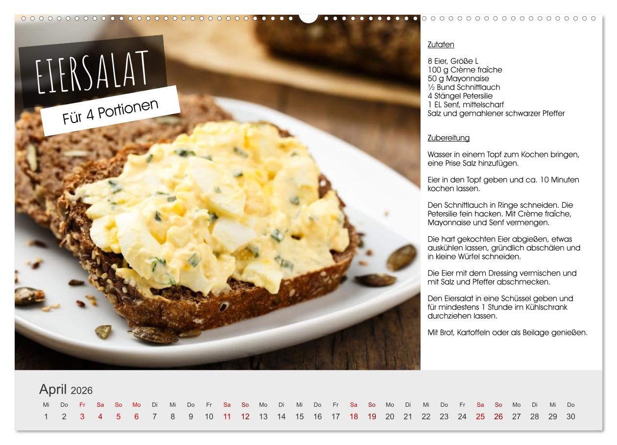 Vegetarisch - leicht und lecker (Wandkalender 2026 DIN A2 quer), CALVENDO Monatskalender: 12 leckere Bilder mit Rezepten wecken die Lust auf mehr (CALVENDO Orte)