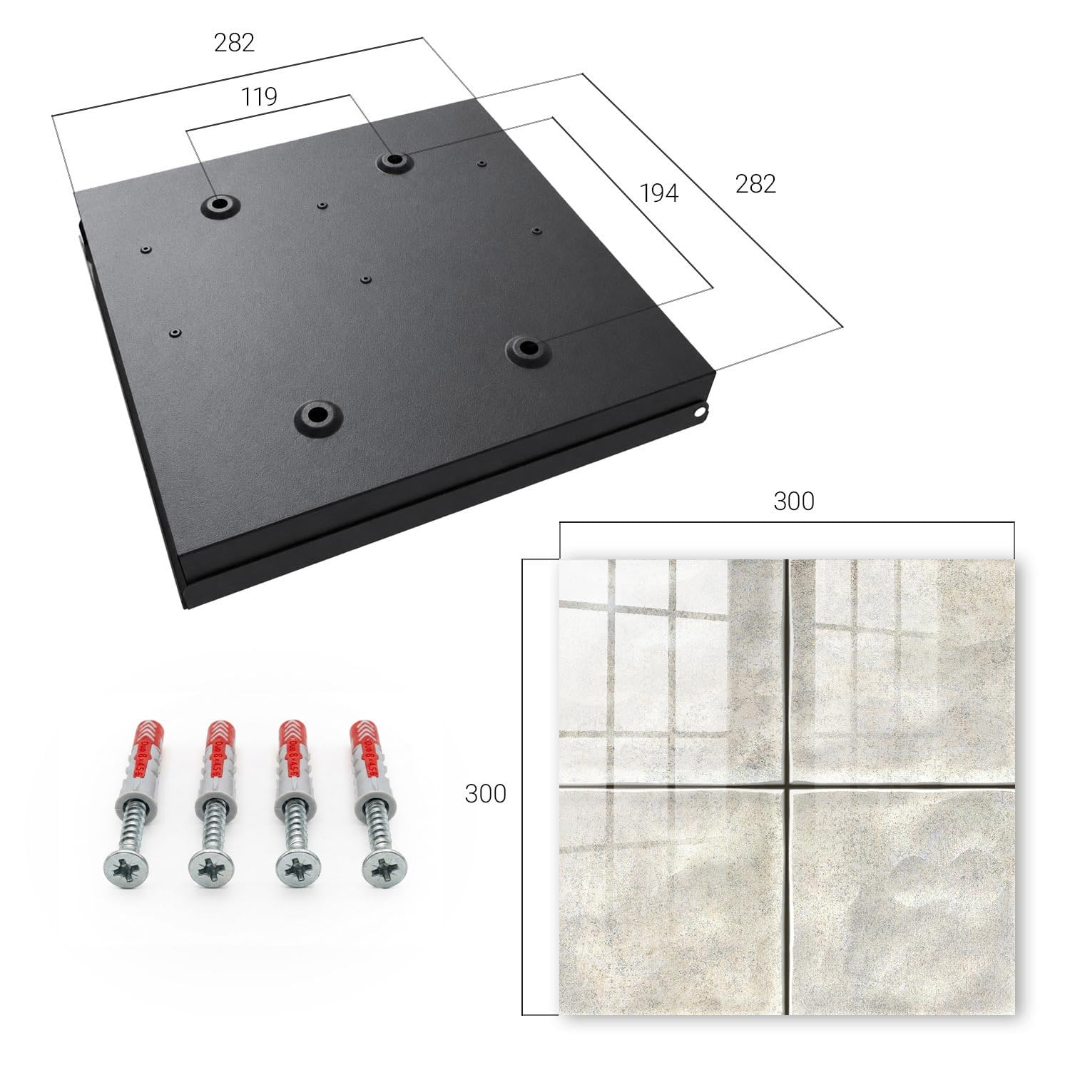 Tulup Armario para Llaves 30x30 cm | Negros | Derecha | Montaje en Pared | Azulejos beige | 50 Ganchos | de Metal | Frente Decorativo de Cristal | Kit de Montaje Incluido | Organizador