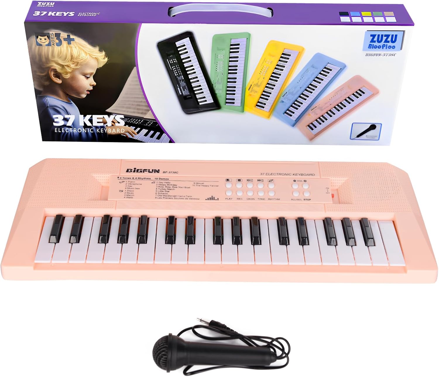 Kids Piano Keyboard, 37 Keys Portable Music Keyboard Early Learning Educational Electronic Music Piano Instrument Toys for 3 4 5 6 Year Old Boys and Girls (Blue)