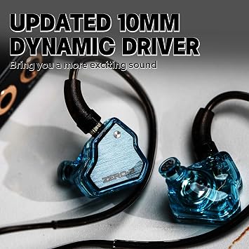 Linsoul 7Hz x Crinacle Zero: 2 Kulak Monitörü, Güncellenmiş 10mm Dinamik Sürücü IEM, Kablolu Kulakiçi Kulaklıklar, Oyun Kulaklıkları, Müzisyen için OFC IEM Kablosu ile (Mavi, Mikrofon Olmadan)