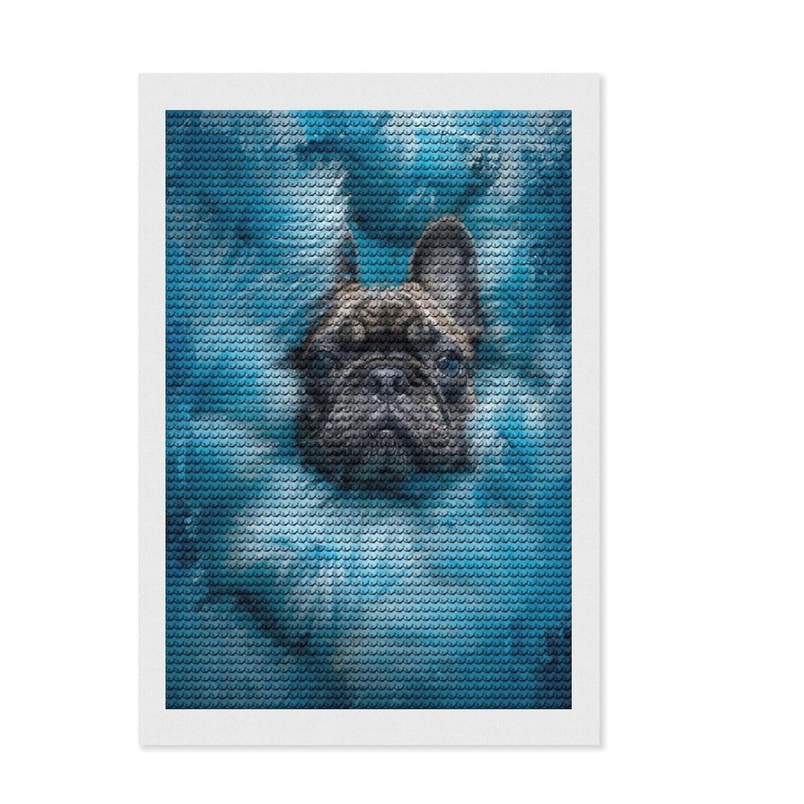 Junmoney French Bulldog Puppies Diamond Painting Set 8"x12", Aesthetic Room Decor, Vintage Style Decor, Creative Hobby, Decorative Artwork