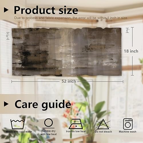 Miniatura 32 de Cenefas de cocina modernas con patrón de cobre marrón dorado para ventanas, cenefas opacas abstractas de marcas de arañazos y cortinas opacas