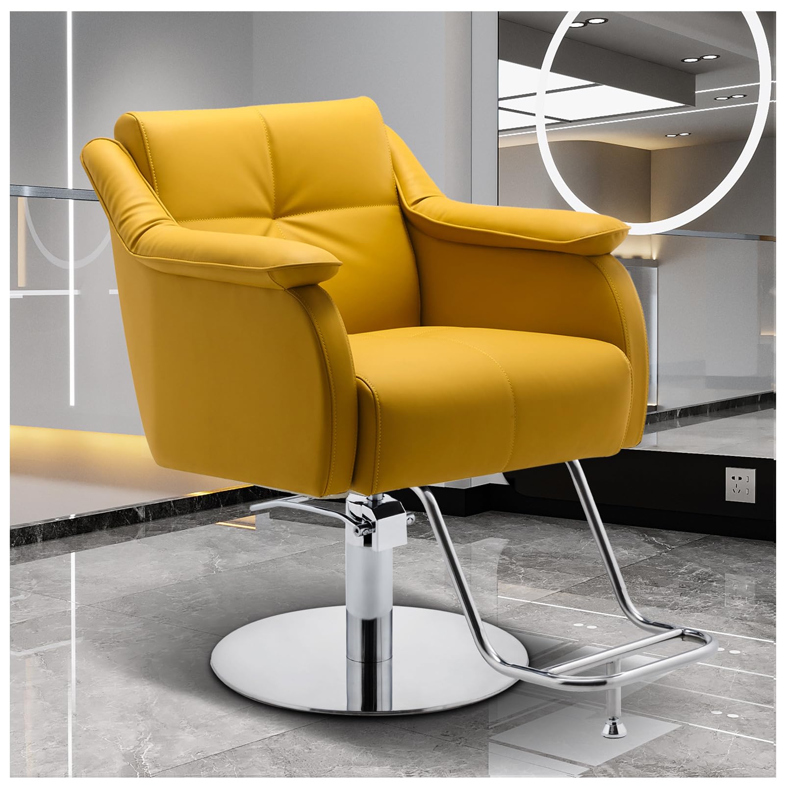 Profesjonalne hydrauliczne krzesło fryzjerskie dla stylistów, szerokie, amortyzowane krzesło do salonu kosmetycznego, wyposażenie spa, ergonomiczna konstrukcja, regulowana wysokość, trwała tapicerka