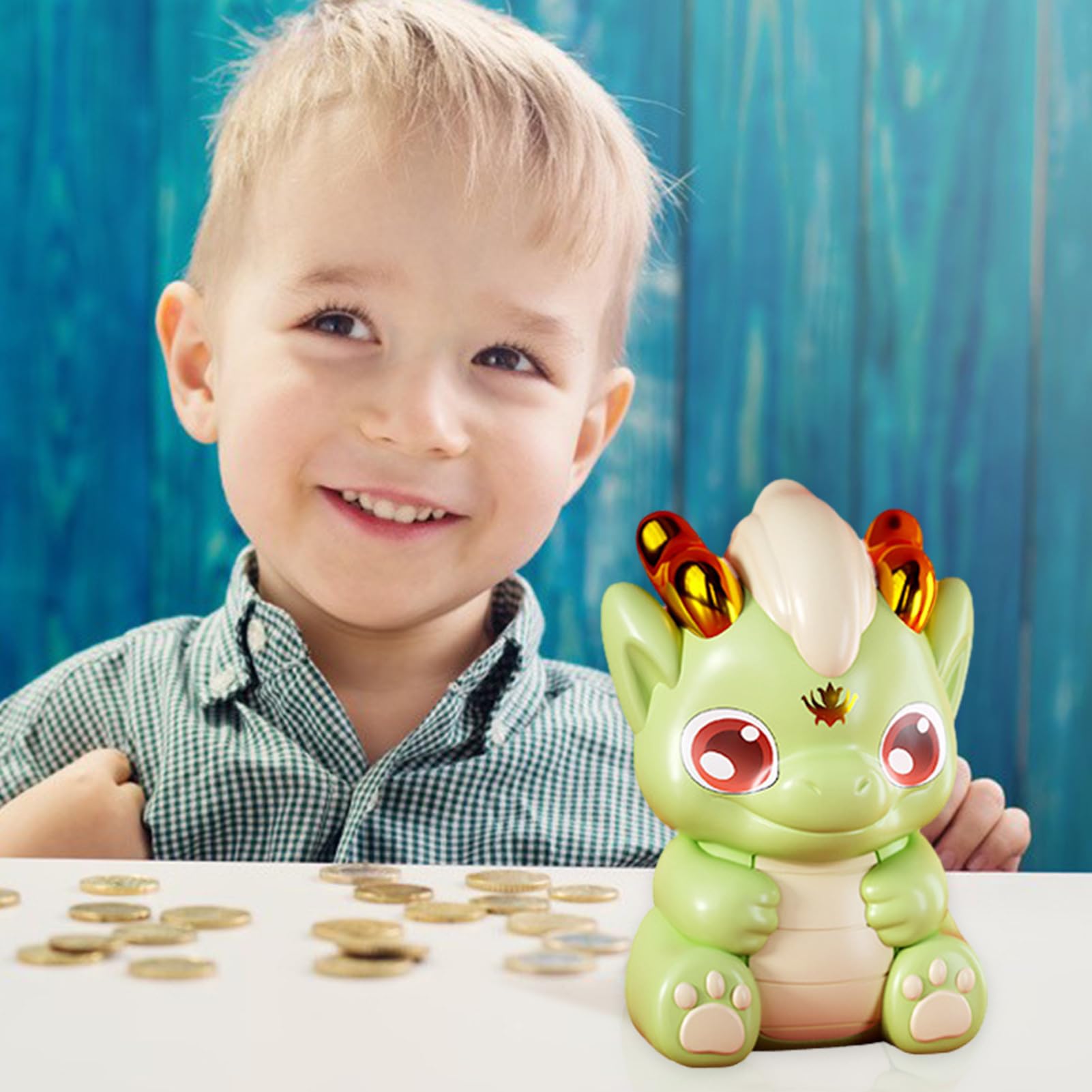 Amazon.co.jp: 幸運の龍の貯金箱、ライト付きの壊れないプラスチック