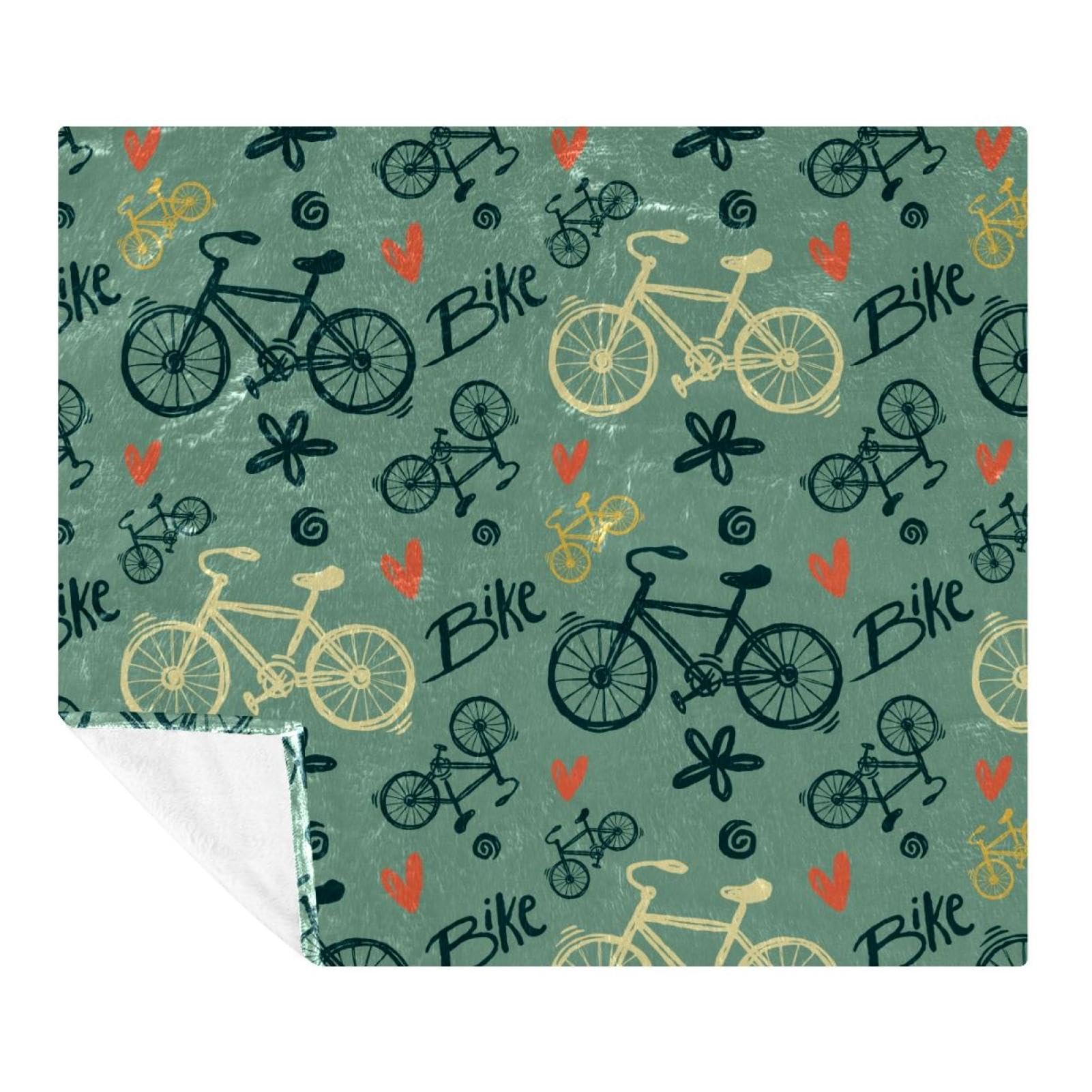 Couverture molleton microfibre vélo rétro 150x200cm pour lit et canapé