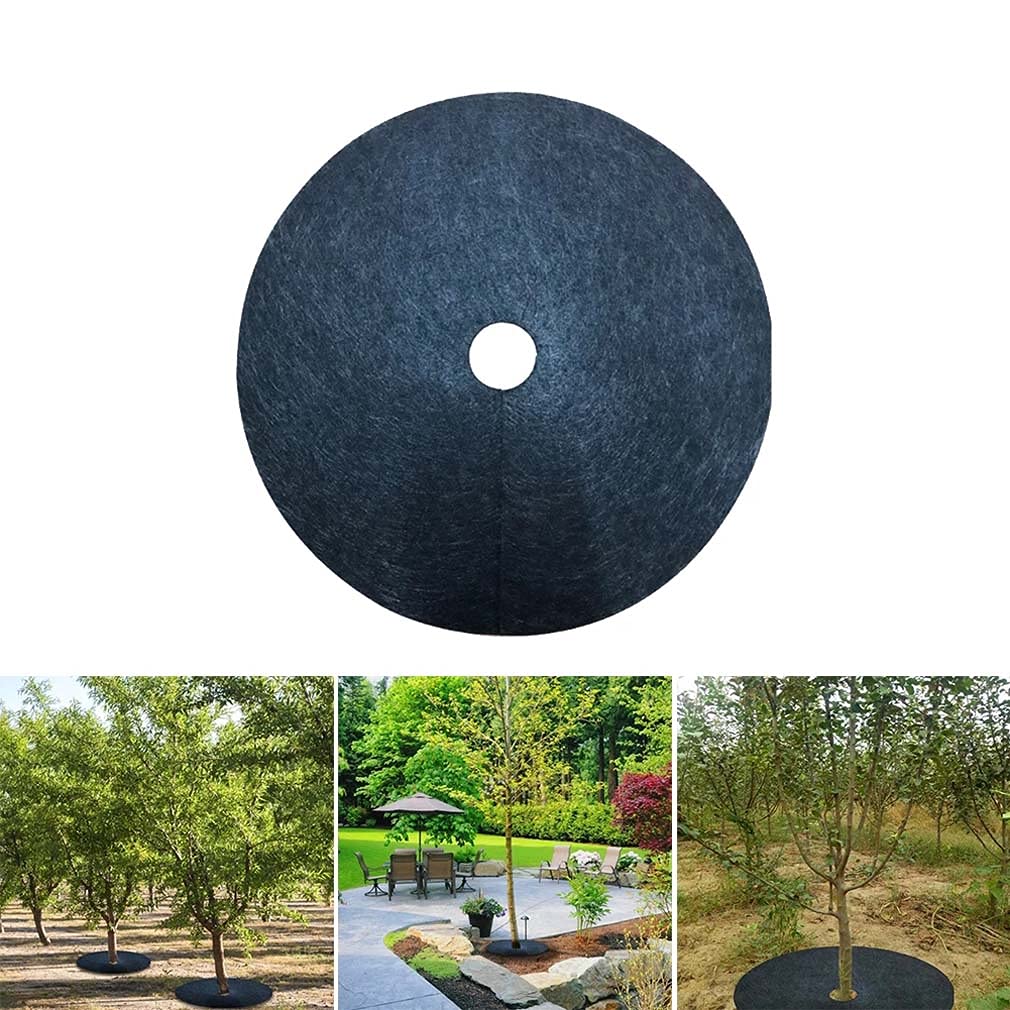 12Pcs 24inch Tree Protection Weed Mats,Weed Barrier Mat Tree Mat, DegradableTree Protection Weed Block Mulch, Round Weed Barrier Ring Plant Cover for Indoor Outdoor Gardens