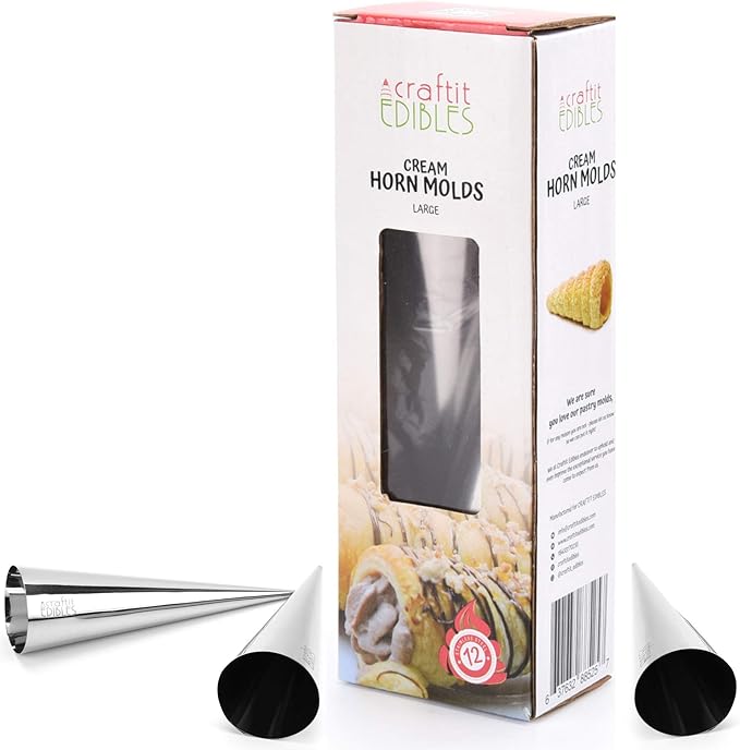 Extra large Cream Horn Moulds Set of 12 Lady Lock Pastry Forms Waffle