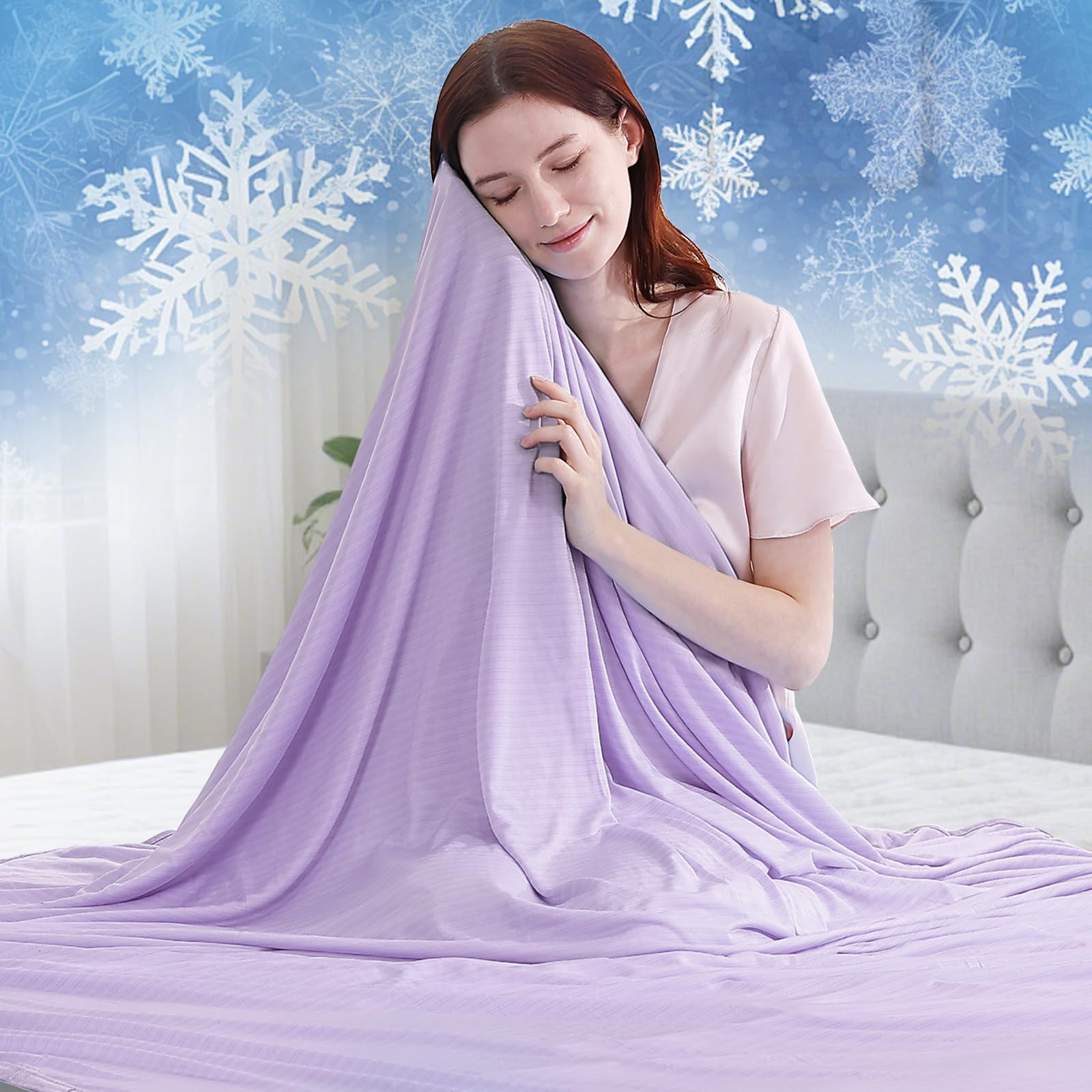 Couverture Été Rafraîchissante CHOSHOME 2 En 1 150x200cm - Plaid Froid Doux Bébé Voyage