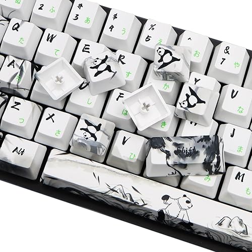 Miniatura 5 de MOLGRIA Juego de 71 teclas Panda de tinta para teclado de 71, 64, 61 teclas, perfiles PBT OEM personalizados con fuente japonesa para Cherry MX