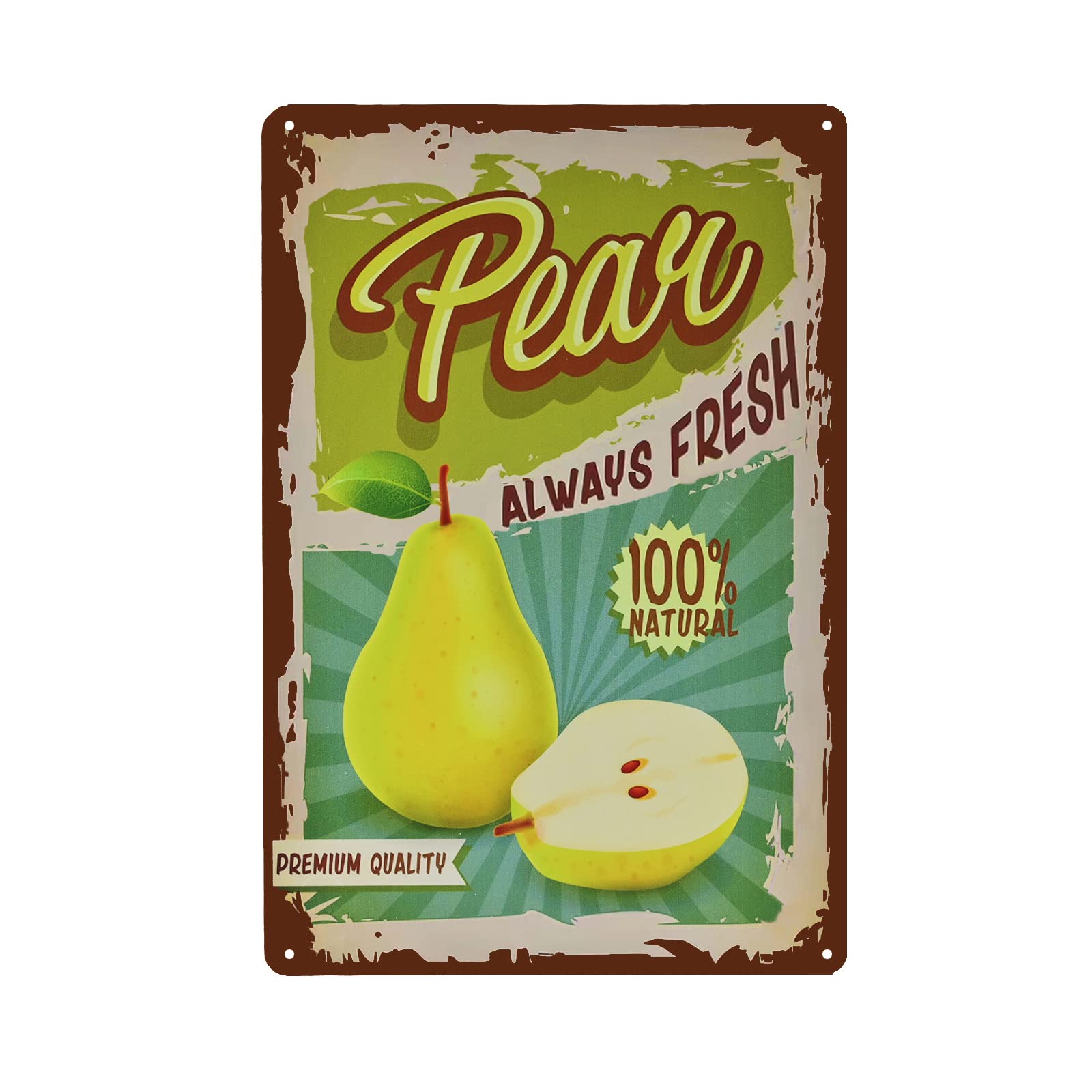 SMAZDFXX Vintage Pear Tin Sign - Fruit Metal Sign - Retro Decorative Sign Wall Decor Home Decor 12"x16"