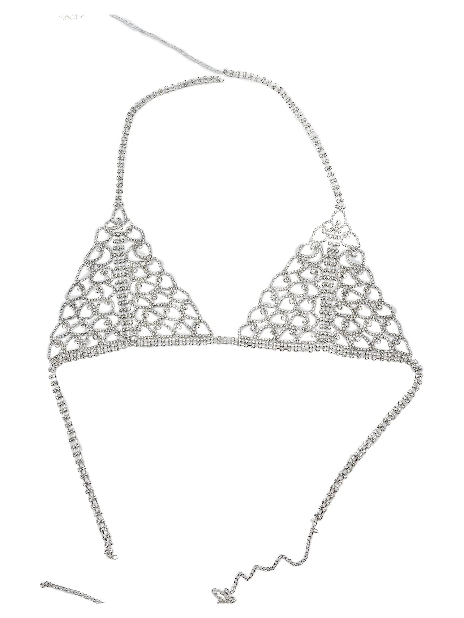 Körperkette Bikini-Kette Luxuriöse Körper Schmuck Frauen sexy Unterwäsche Set Hyperbole Strass Kupfer Bikini BH und Tanga Kette Zubehör Inder Körperzubehör für Frauen und Mädchen