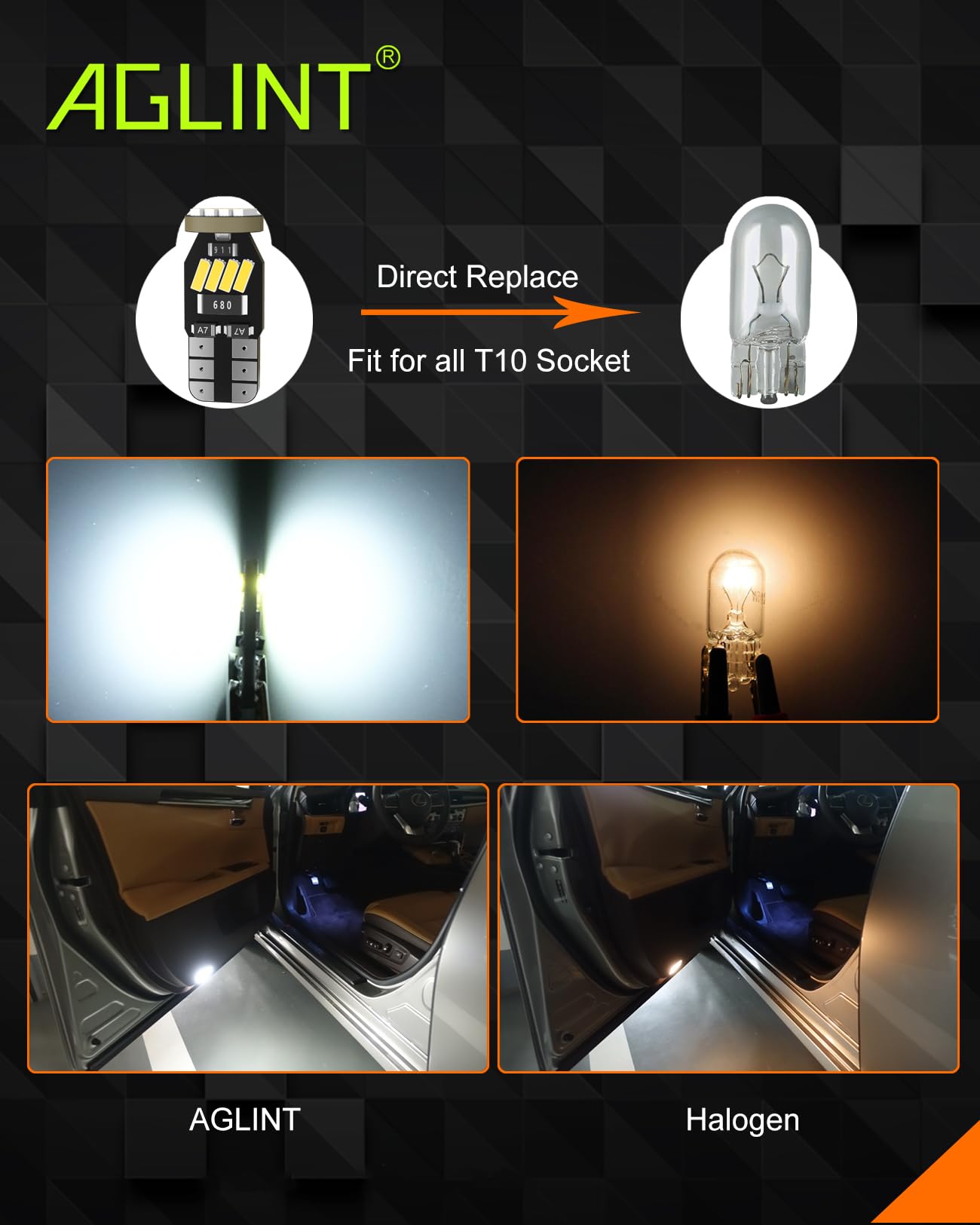 Żarówka LED 194 T10 W5W 501, 168, 2825 Wedge 12 V, zapasowe żarówki do świateł wewnętrznych LED, kopuła, mapa drzwi, bagażnika, oświetlenie tablicy rejestracyjnej, 6500 K, białe, 10 szt