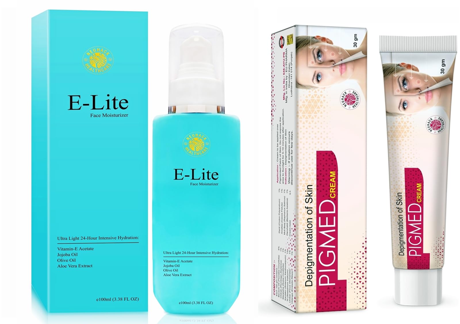 Elite Vitamin E face moisturizer(100ml) & Pigmed de pigmentation face cream(30gm) for anti aging, dark spots, acne scars, pimple marks removal