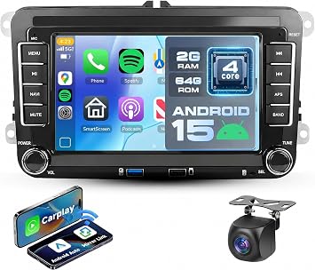 Android Car Stereo for Volkswagen VW Jetta Passat Golf Beetle Polo Tiguan for SEAT for Skoda with Wireless Carplay Android Auto, 7 Inch Touchscreen with GPS,Bluetooth,WiFi,FM/RDS,EQ,ASP,SWC